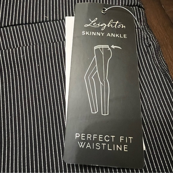 Leighton Black White Stripe Skinny Ankle Pant - Picture 4 of 8